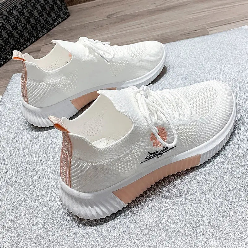Zapatos deportivos para mujer, zapatillas deportivas informales, cómodas y elegantes, planas, bajas, bonitas, blancas, moda de éxito, tenis para mujer, verano 2025