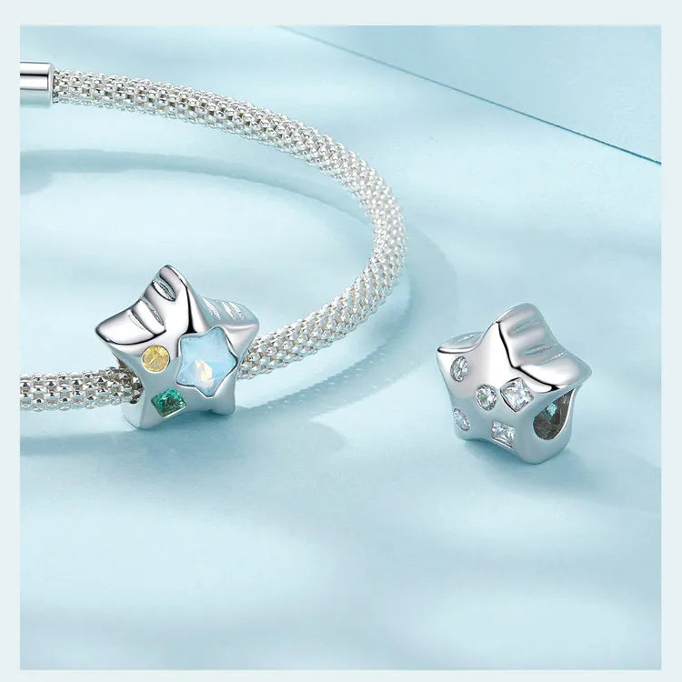 WOSTU-Colgante de estrella de dragón volador esmaltado de Plata de Ley 925, colgante de corazón, amor, supermomo, compatible con pulsera DIY, regalo para el día de la madre