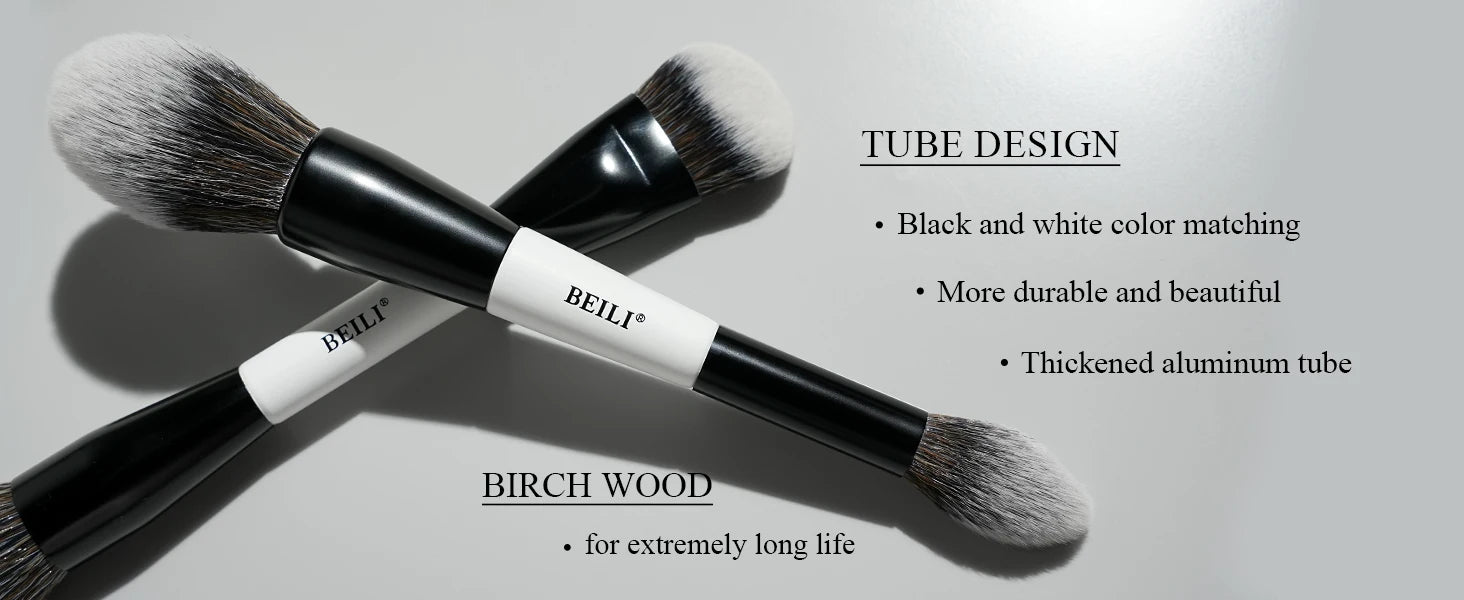 BEILI-Juego de brochas de maquillaje de doble punta, profesional, 12 Uds., contorno vegano, base en polvo, bronceador de cejas, Kit de cosméticos