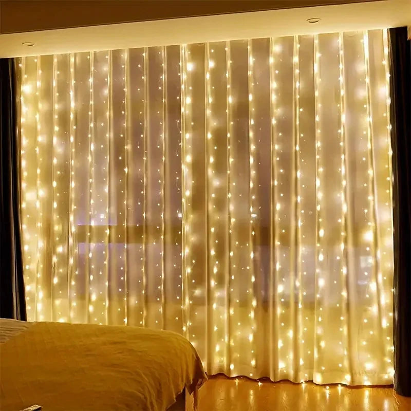 Guirnalda de luces LED para cortina de 3/4/6m, adorno USB con Control remoto, guirnalda de luces, decoración navideña para dormitorio y hogar