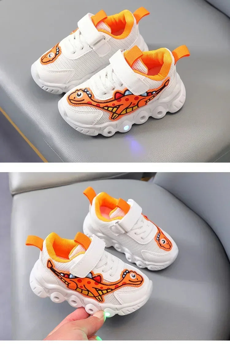 Zapatillas LED informales con bonitos dibujos para niños, zapatos para niñas, zapatos de iluminación transpirables de malla, zapato iluminado para bebés