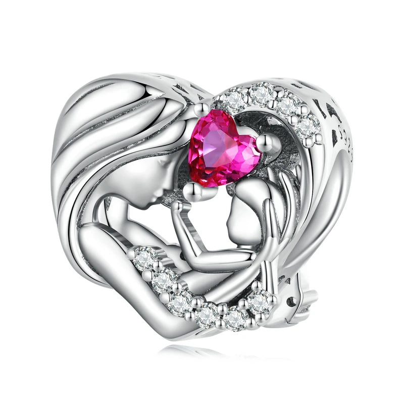 WOSTU-Colgante de estrella de dragón volador esmaltado de Plata de Ley 925, colgante de corazón, amor, supermomo, compatible con pulsera DIY, regalo para el día de la madre