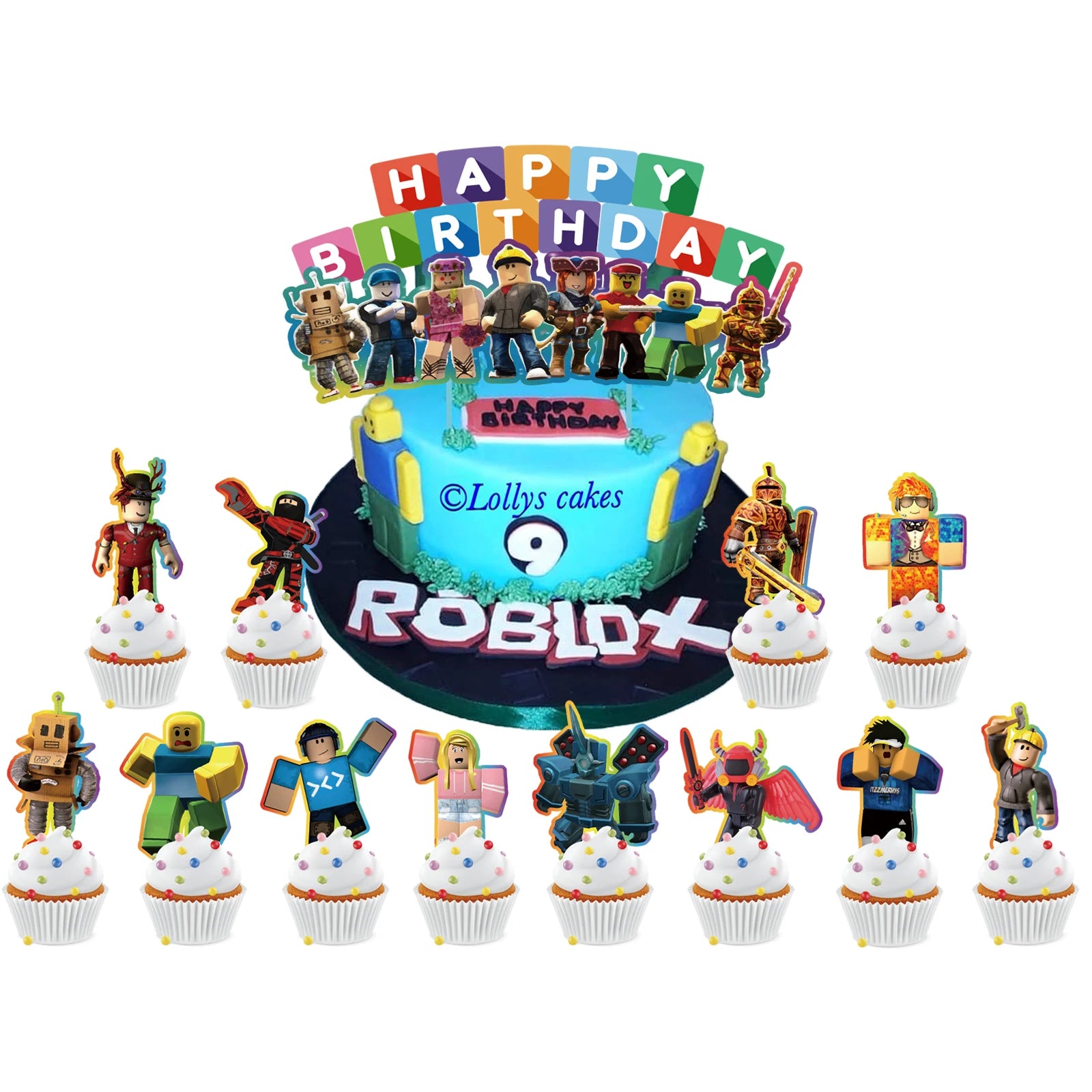 Roblox-Juego de decoración para fiesta de cumpleaños, vajilla de juego, bolsa de regalo, mantel, globo, adorno para pastel, telón de fondo, suministros para fiesta Baby Showe Roblox
