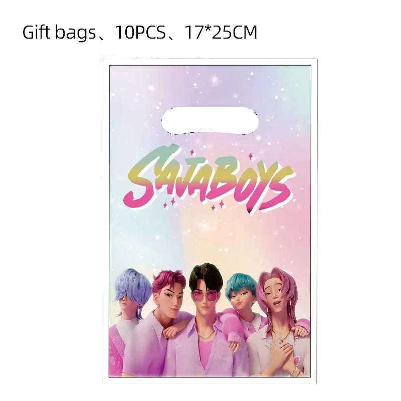 Vajilla desechable para fiesta temática de cazadores de demonios k-pop, plato con bandera de cazador, globo, decoración de cazadores, suministros para fiesta de cumpleaños