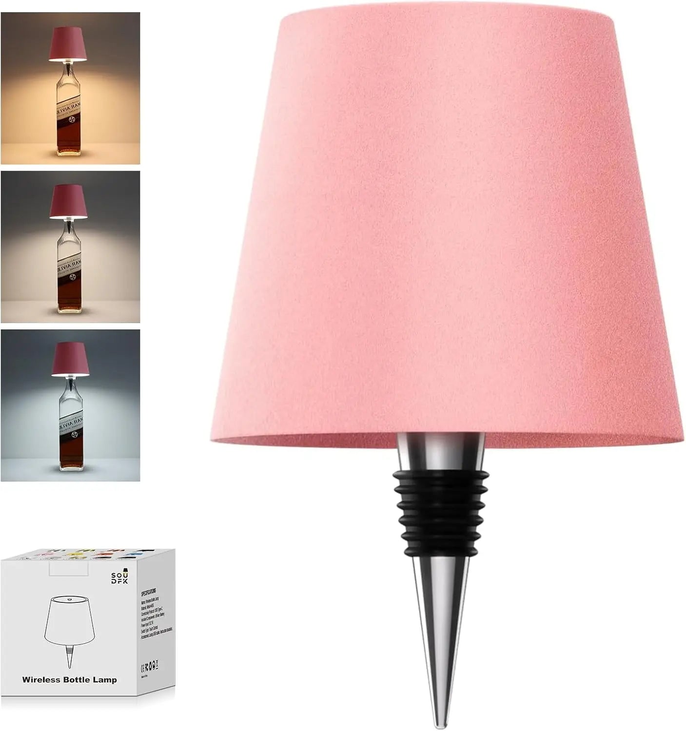 Lámpara de mesa inalámbrica para botellas, Control táctil de 3 colores y lámpara de noche con atenuación continua para Bar, botellas de vino, decoración de luces de escritorio