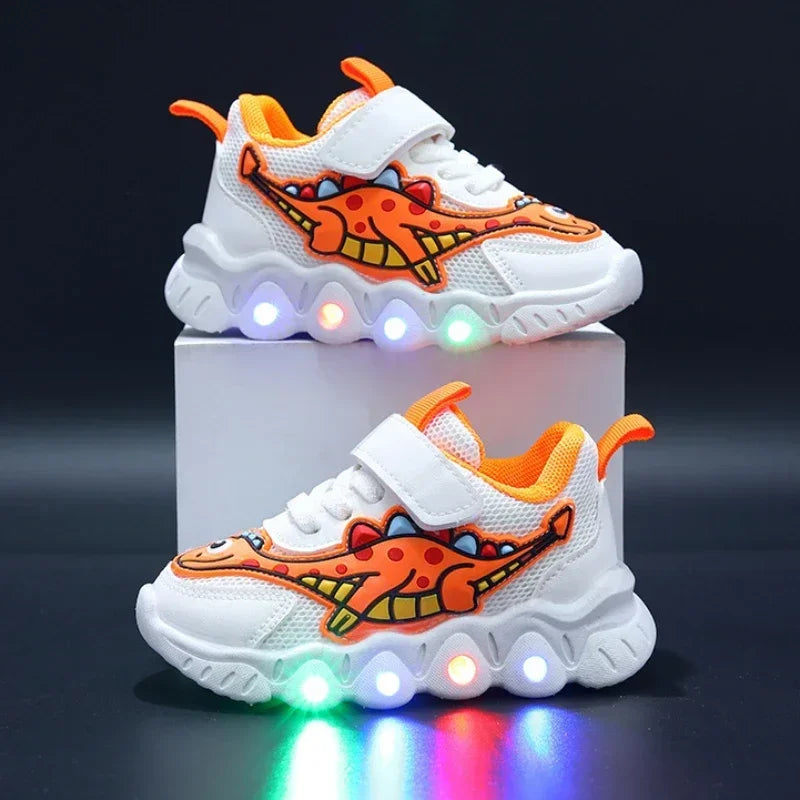 Zapatillas LED informales con bonitos dibujos para niños, zapatos para niñas, zapatos de iluminación transpirables de malla, zapato iluminado para bebés