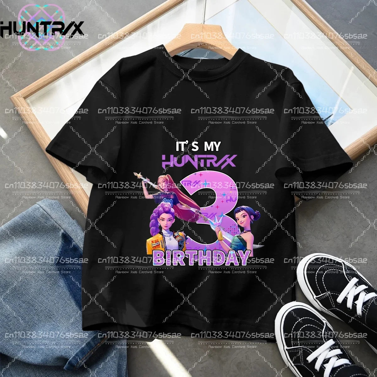 Camiseta Kpop Demon Hunters Number, Tops Kawaii Rumy para cumpleaños, ropa de fiesta para niñas, camiseta de verano de manga corta de algodón, ropa para niños, Boutique