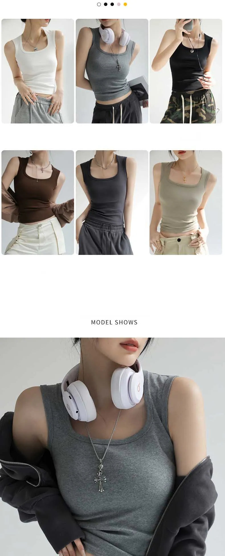 Camiseta sin mangas acanalada con cuello en U para mujer, camisola elástica básica térmica sin mangas, ropa térmica de verano para mujer