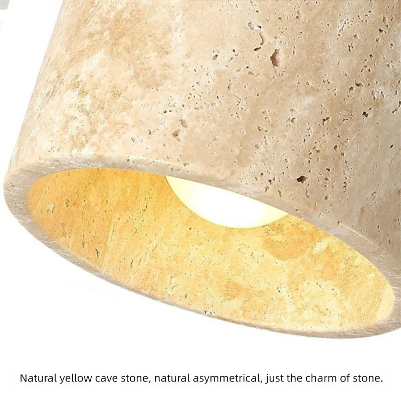 Lámpara de pared para cabecera de dormitorio wabi-sabi de estilo japonés con piedra de cueva amarilla, estudio retro en familia, lámpara de pared giratoria con interruptor para