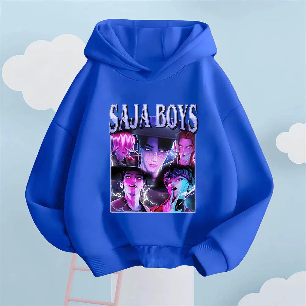 Sudadera con capucha Kpop para hombre y mujer. Esta sudadera con capucha para niños con el estampado Saja es una prenda cómoda y cálida.