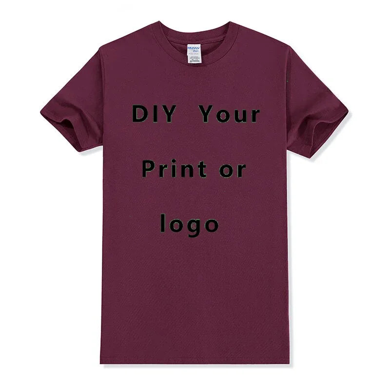 Camisa de manga corta de Color sólido con cuello redondo de algodón puro 100%, libre para agregar su propio diseño, camiseta informal suave, camiseta personalizada