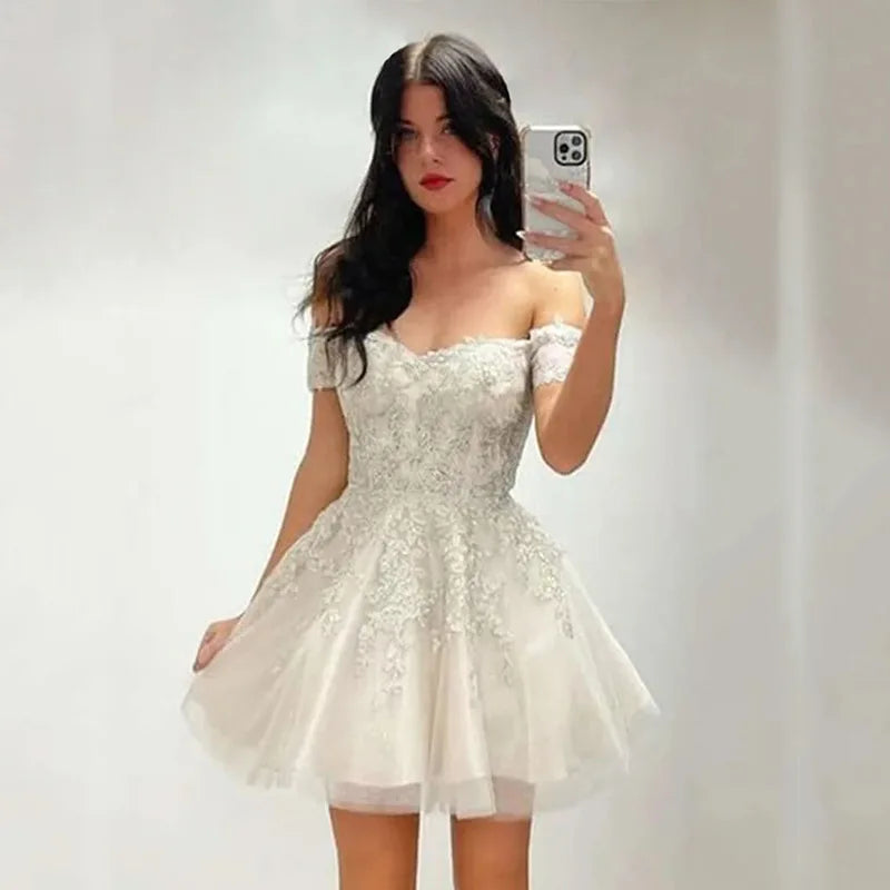 Vestido de Fiesta Corto para Mujer, Elegante, 2025, Encaje Negro, Ajustado, Vestido de Noche, Talla Grande, Quinceañera