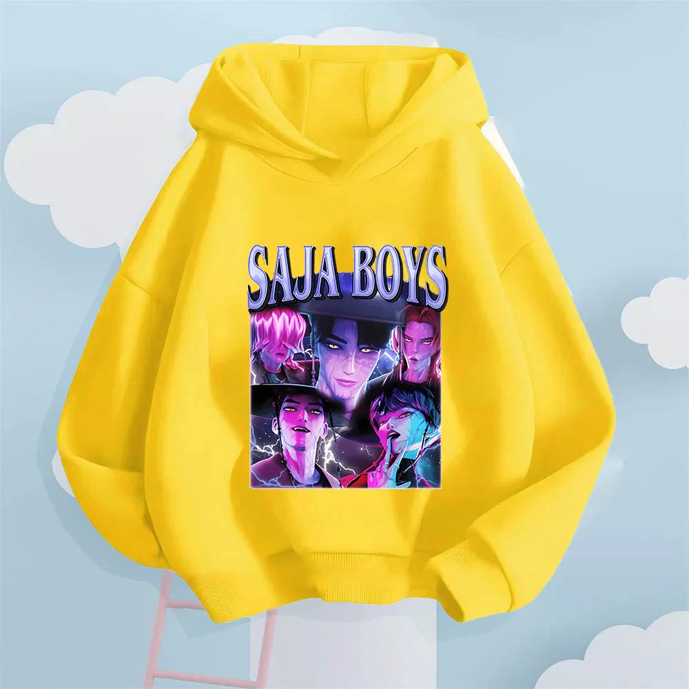 Sudadera con capucha Kpop para hombre y mujer. Esta sudadera con capucha para niños con el estampado Saja es una prenda cómoda y cálida.
