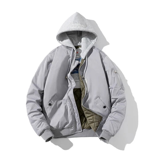 Chaqueta Bomber para hombre y mujer, chaqueta de piloto lisa de otoño e invierno, abrigo de béisbol con capucha Vintage a la moda, cortavientos informal, rojo, rosa, Borgoña