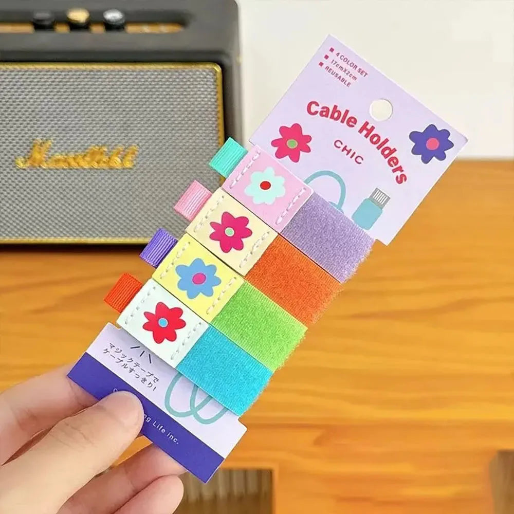 Kawaii Miffy nuevo estilo Cable USB cuerda de almacenamiento conejo de dibujos animados bordado impresión portátil cuerda elástica Cable organizador regalo para niña