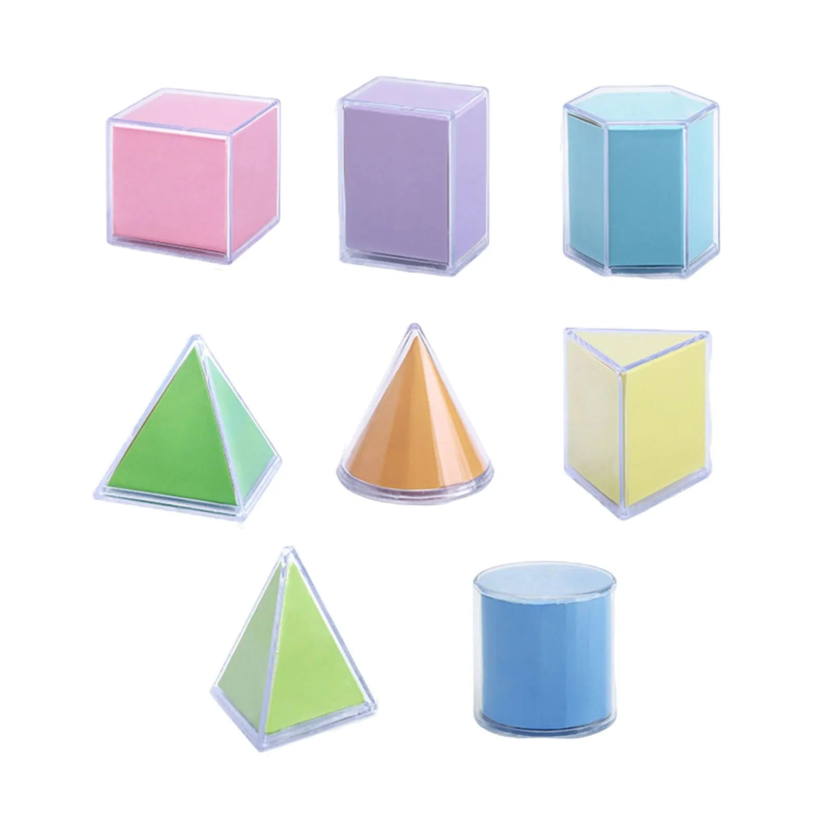 8 sólidos geométricos transparentes, modelo de demostración de perspectiva, versión de libro de texto, herramienta de aprendizaje de matemáticas, juguete educativo Montessori