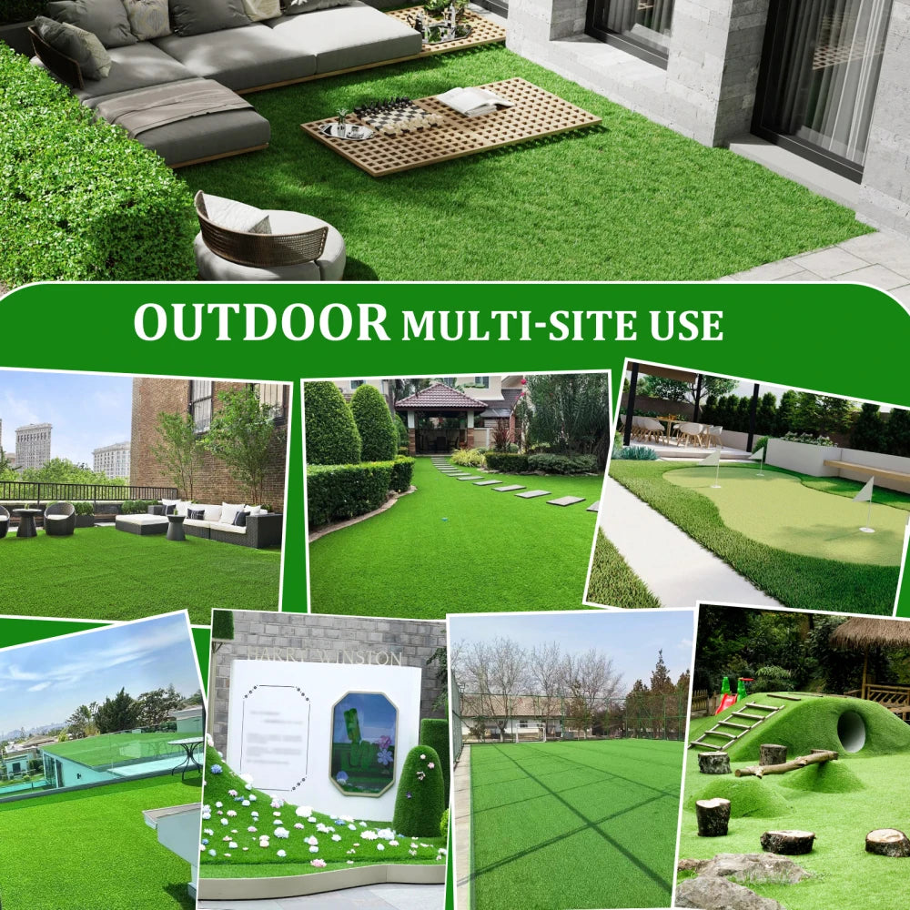 Alfombra de Césped Artificial para Exteriores de 3 pies x 10 pies, Rollo de Césped Sintético Grueso para Patio, Balcón, Jardín, Césped para Perros, Tapete de Drenaje con Altura de Pelo de 1.38 Pulgadas