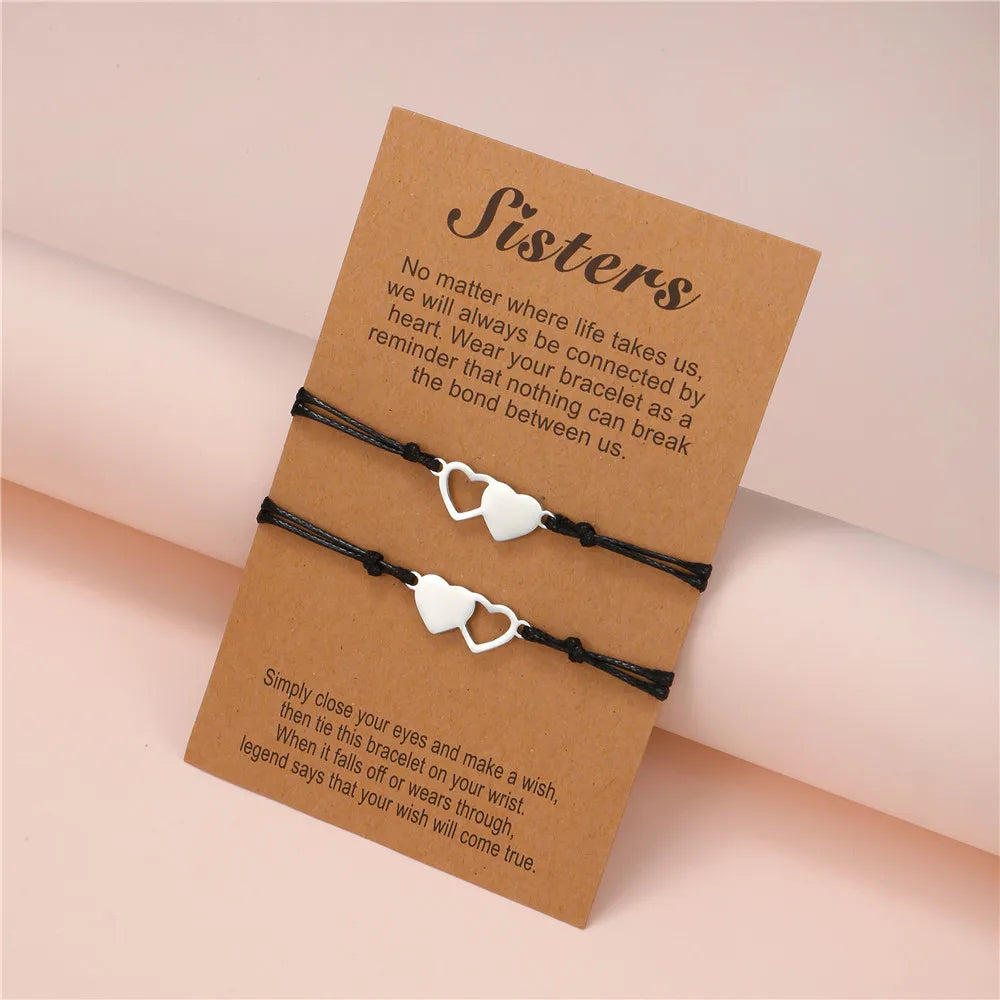 Pulsera de pareja para mujer, cadena de cuerda trenzada hecha a mano, corazón de madre e hija, pulseras con dijes, regalo de joyería de hermana de la amistad de la suerte