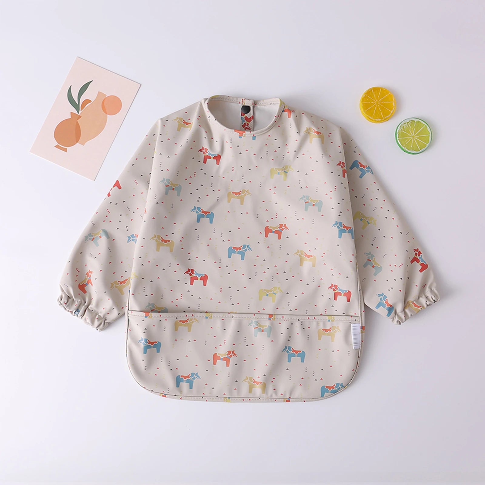 Bufanda de manga larga para bebés y niños pequeños, bata artística impermeable, babero para alimentar, delantal con bolsillo, Baberos Bandana de tela para eructar para niños y niñas