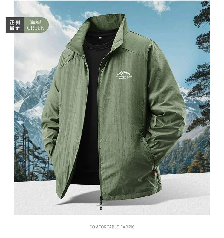2025 Chaqueta de protección solar de verano para hombre, ultraligera, fina, agradable a la piel, transpirable, a prueba de rayos UV, abrigo protector solar de seda helada para pesca