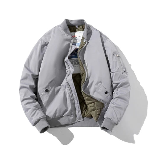 Chaqueta Bomber para hombre y mujer, chaqueta de piloto lisa de otoño e invierno, abrigo de béisbol con capucha Vintage a la moda, cortavientos informal, rojo, rosa, Borgoña