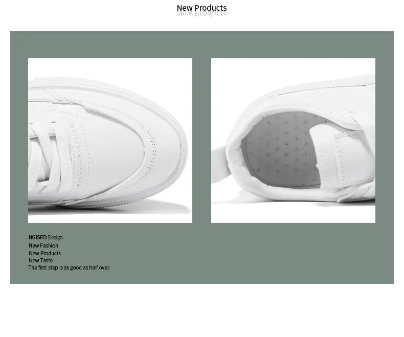 Zapatos blancos para hombre, zapatillas informales de cuero, zapatos de plataforma de tendencia, zapatos vulcanizados cómodos para hombre, Tenis masculinos blancos