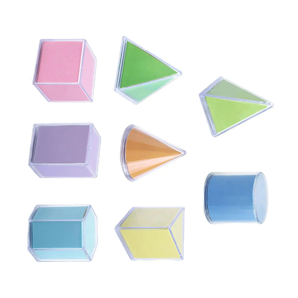 8 sólidos geométricos transparentes, modelo de demostración de perspectiva, versión de libro de texto, herramienta de aprendizaje de matemáticas, juguete educativo Montessori