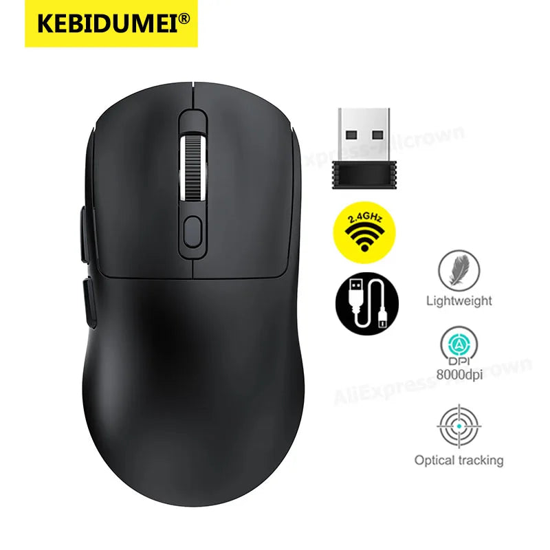 Ratón ligero inalámbrico Bluetooth/2,4G/ratón trimodo con cable ratón ajustable de 8000 DPI ratones silenciosos recargables para juegos de oficina