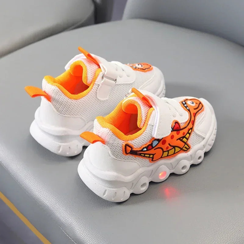 Zapatillas LED informales con bonitos dibujos para niños, zapatos para niñas, zapatos de iluminación transpirables de malla, zapato iluminado para bebés