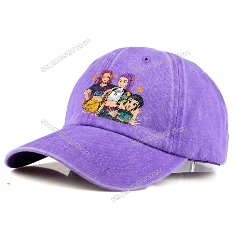 Gorras de Béisbol Retro Lavadas KPop Demon Hunters para Mujer y Niña, Gorras Snapback, Sombreros para el Sol, Gorra con Visera para Viajes al Aire Libre, Gorra Hip Hop Dad Hat