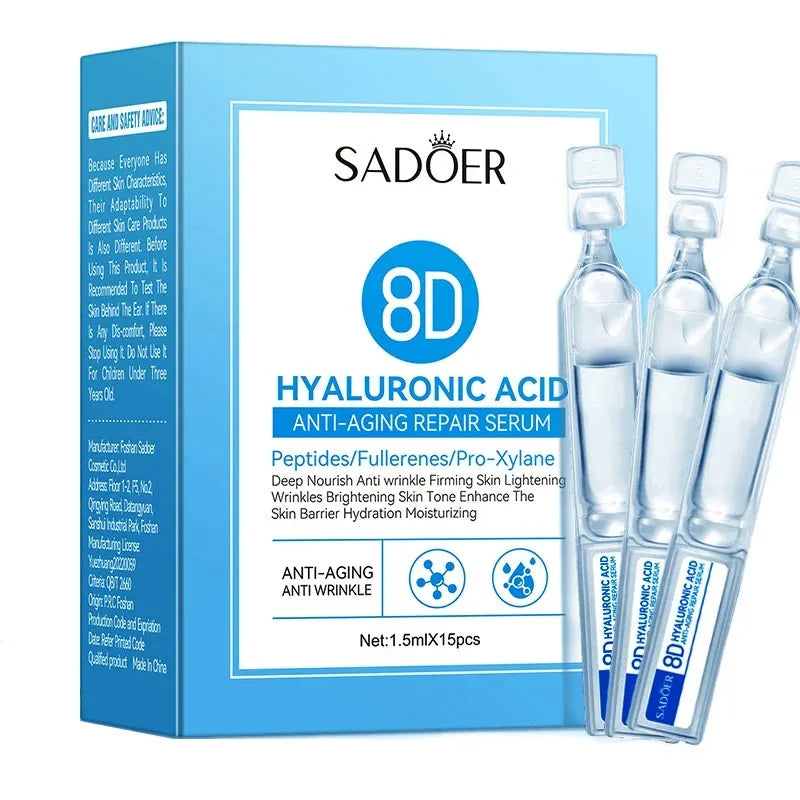 Suero facial de ácido hialurónico, antienvejecimiento, nutritivo profundo, colágeno de fullereno, esencia para arrugas, blanqueamiento, cuidado de la piel