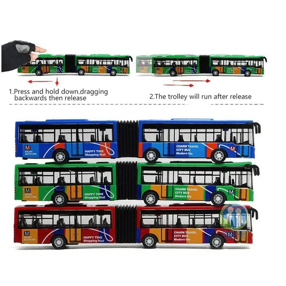 Modelo de autobús urbano de aleación 1:64, vehículos City Express Bus, autobuses dobles, vehículos fundidos a presión, juguetes, coche divertido extraíble, regalos para niños