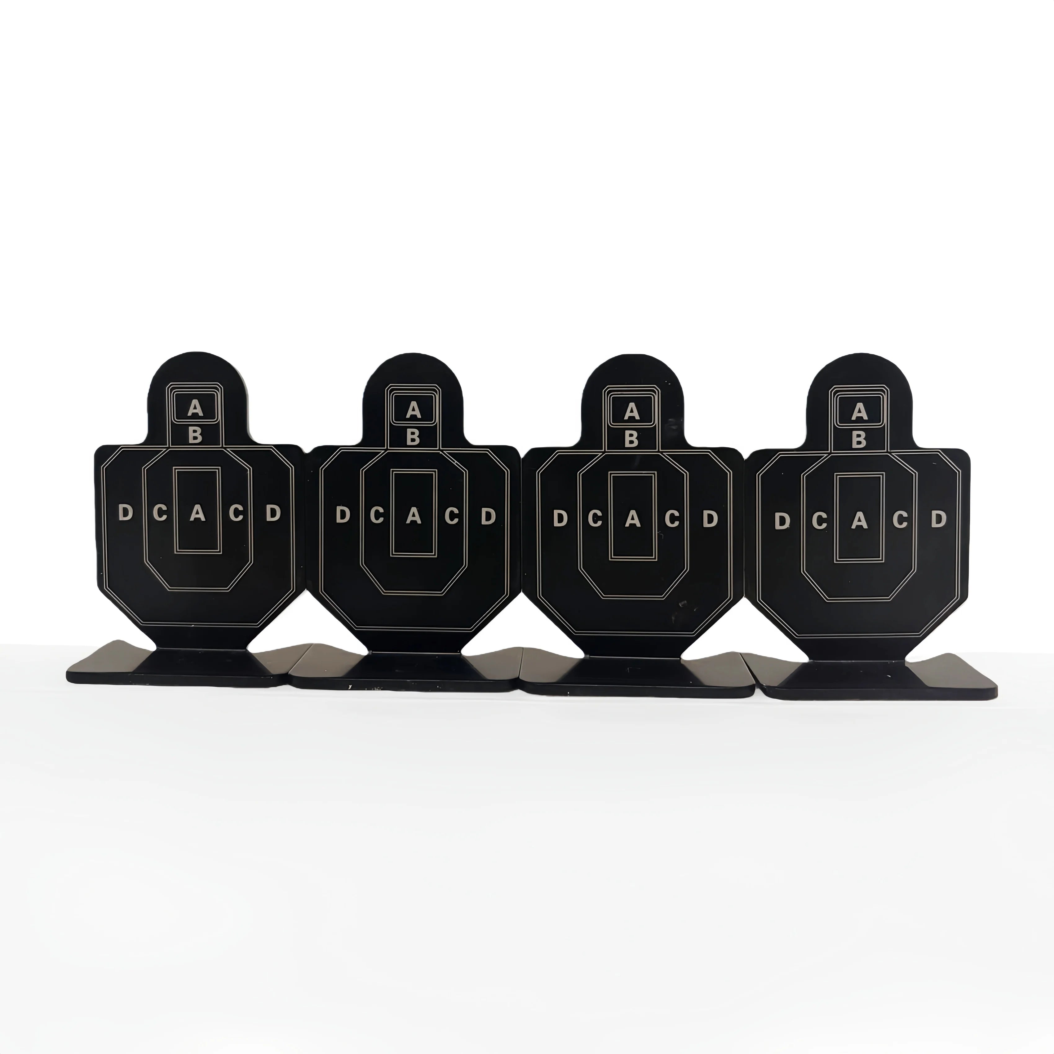 Paquete de 4 objetivos de tiro de metal reutilizables de 2,36 x 1,57 pulgadas: objetivos Bullseye y silueta para práctica de tiro (uso en interiores/exteriores)