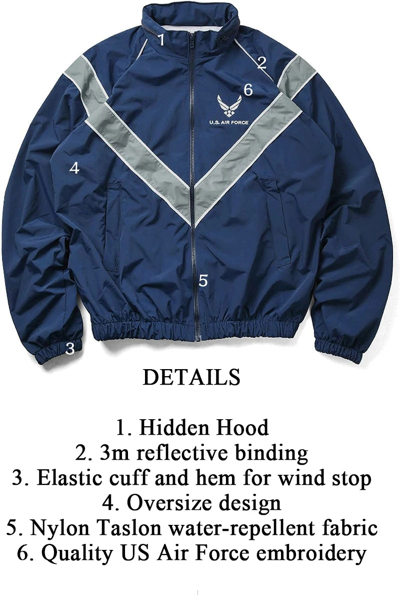 USAF-Chaqueta de Fitness para correr, uniforme de entrenamiento, impermeable, cortavientos, US Air Force, IPTU, PT