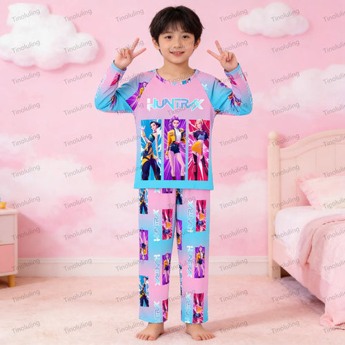 2 unid/set conjunto de pijamas para niño niña niños de 3 a 4 5 6 7 8 9 10 11 12 años de manga larga Kpop Demon Hunters Pijama ropa para niños