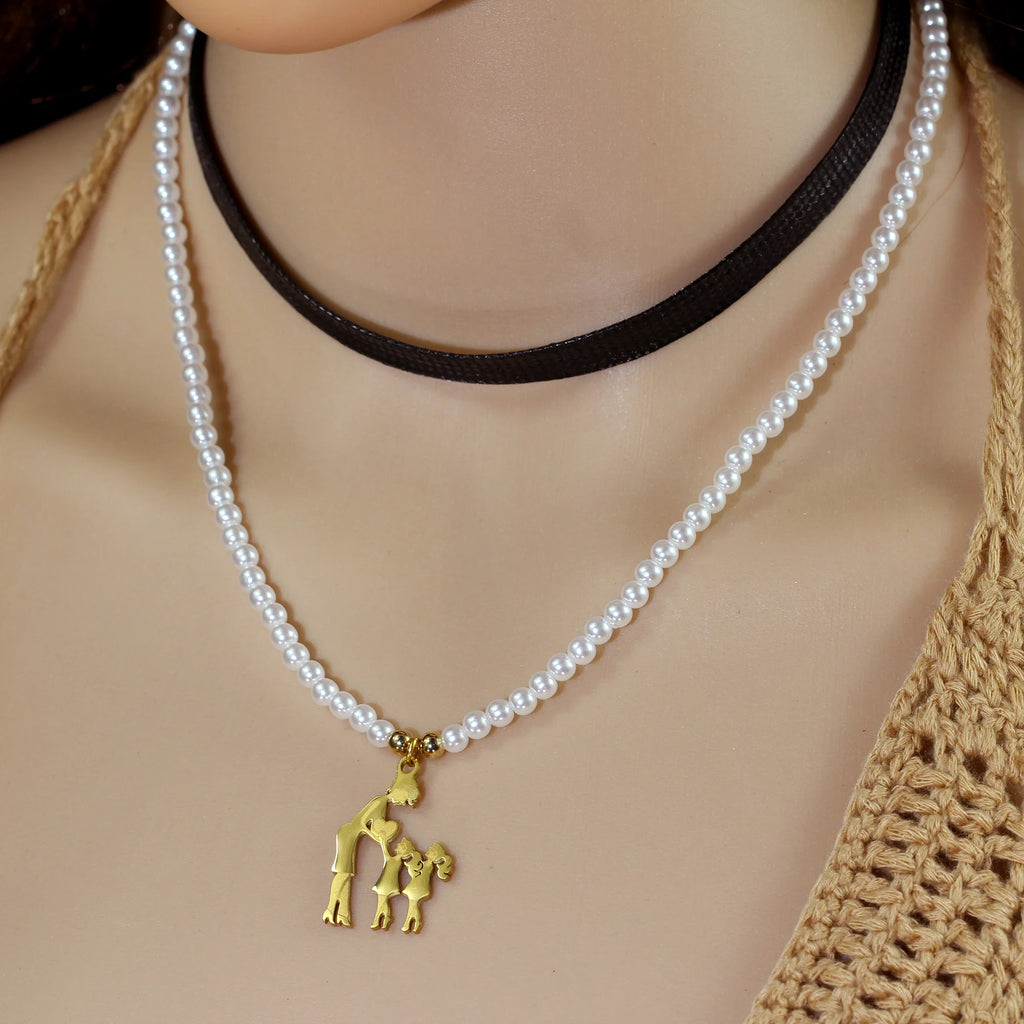 Collar con colgante de perlas para mamá y niño, accesorios decorativos creativos y elegantes, amor, hijo e hija, regalo de cumpleaños para el día de la madre y vacaciones