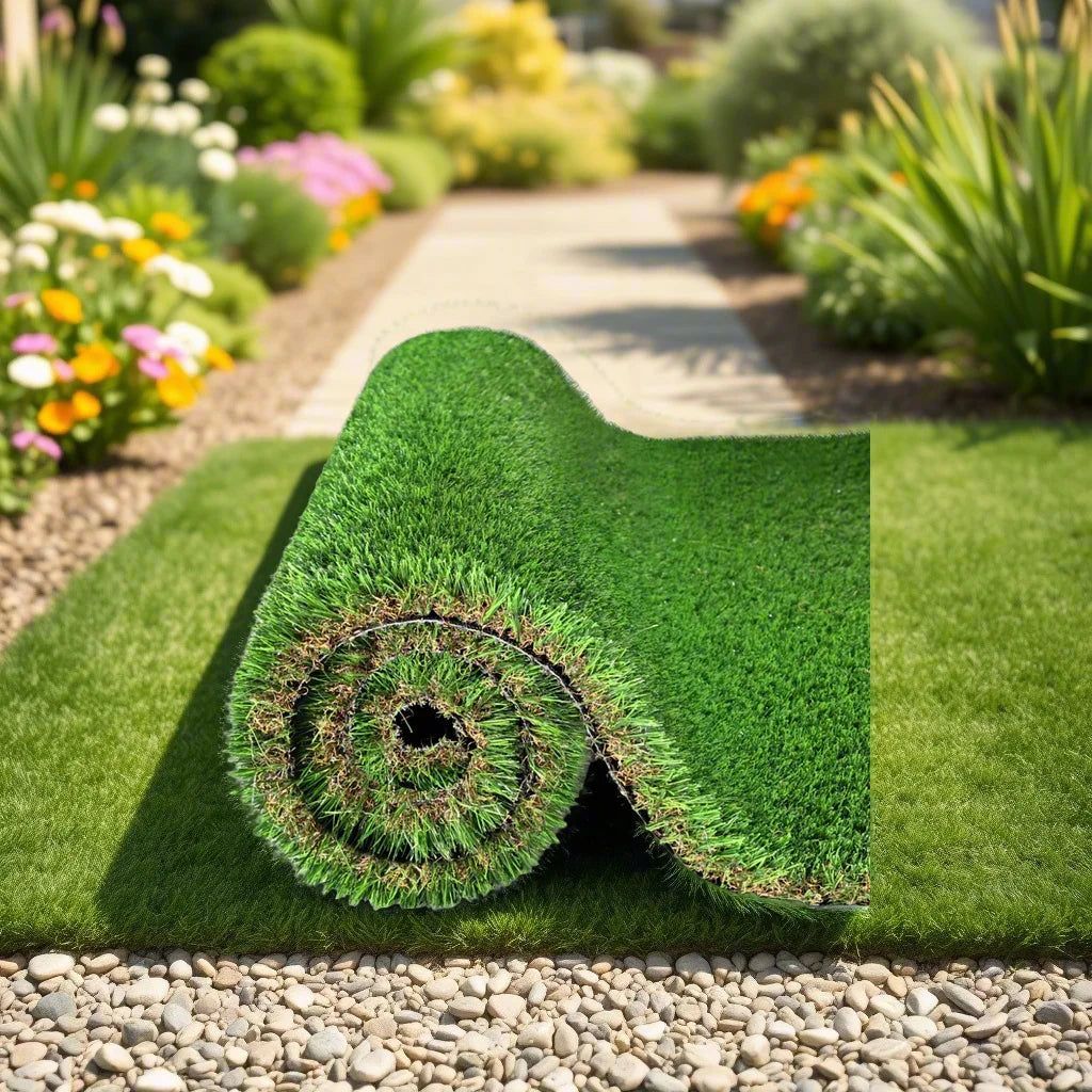 Alfombra de Césped Artificial para Exteriores de 3 pies x 10 pies, Rollo de Césped Sintético Grueso para Patio, Balcón, Jardín, Césped para Perros, Tapete de Drenaje con Altura de Pelo de 1.38 Pulgadas
