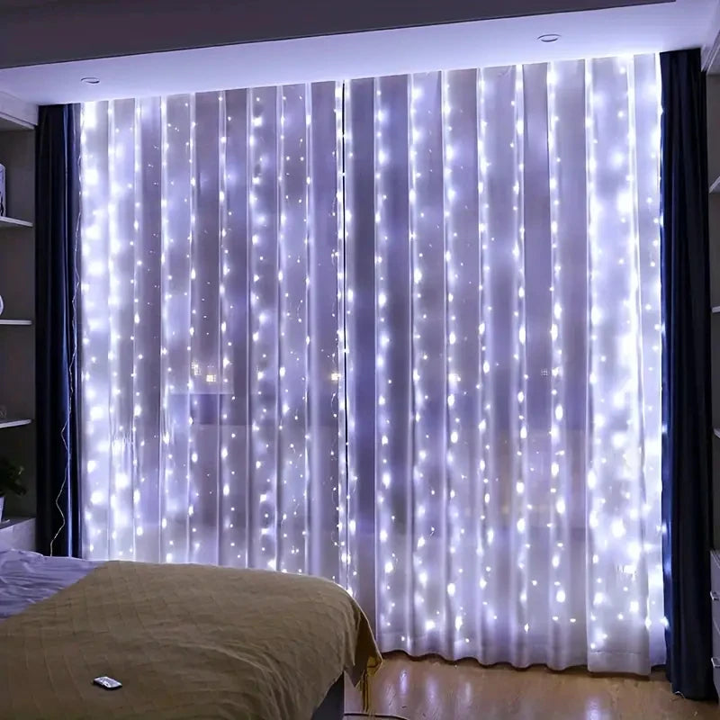 Guirnalda de luces LED para cortina de 3/4/6m, adorno USB con Control remoto, guirnalda de luces, decoración navideña para dormitorio y hogar