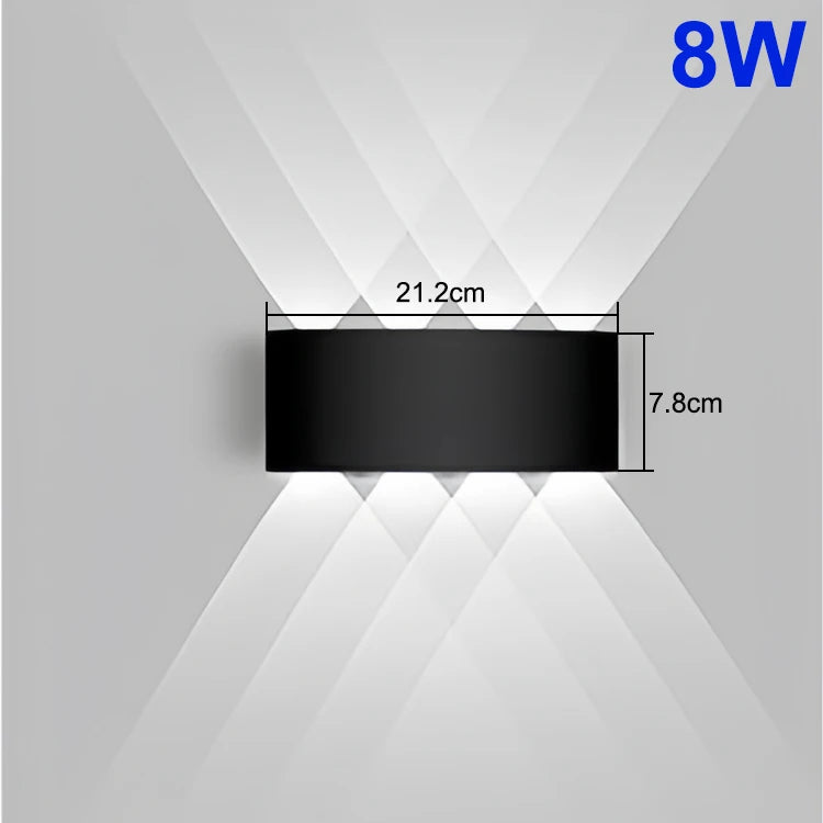 Lámpara de pared LED arriba y abajo, luz de pared Interior impermeable para dormitorio, sala de estar, pasillo, iluminación interior y exterior