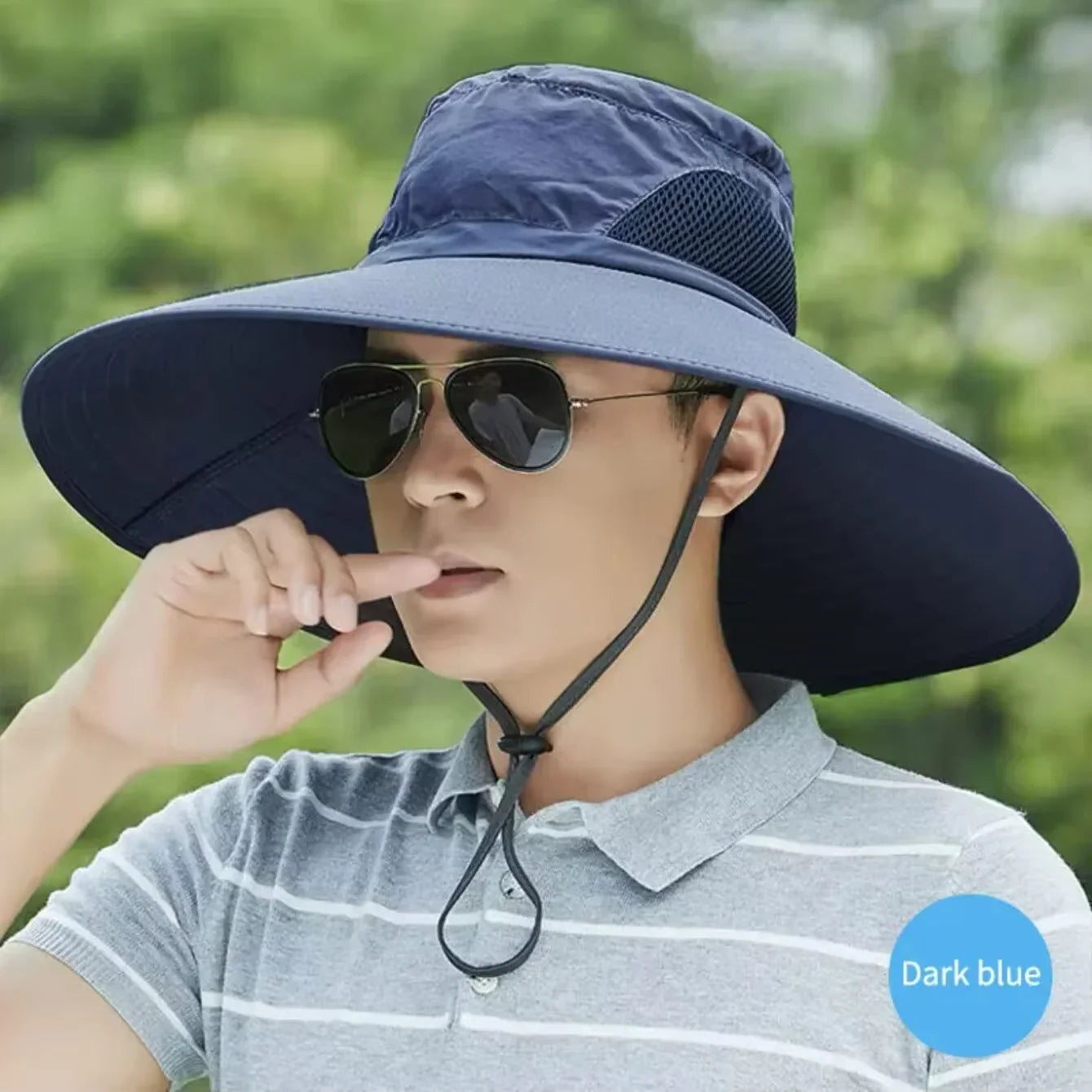 Gorra grande de poliéster de 15cm para el sol, protección UV, gorra de malla transpirable, sombrero de pescador plegable, pesca al aire libre, senderismo, gorras de playa