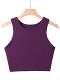 Camisetas ajustadas sexis para mujer, camisetas sin mangas con cuello redondo y doble nailon para mujer, camisetas sin mangas de buena calidad en 6 colores 2023