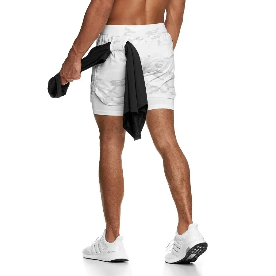 Pantalones Cortos Deportivos Para Correr Para Hombre, 2 En 1, De Doble Cubierta, Con Bolsillos, Para Verano, 2023