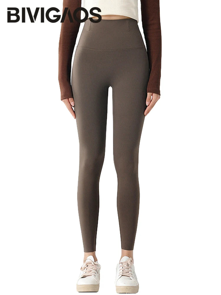 BIVIGAOS-mallas deportivas ajustadas de cintura alta sin costuras para mujer, Leggings de deporte para Fitness, temporada Primavera Verano