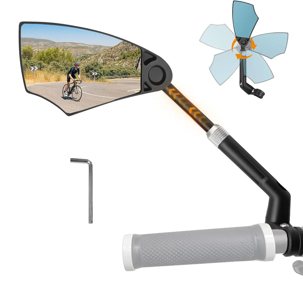 Espejo Retrovisor para Bicicleta Antideslumbrante - Espejo Retrovisor para Bicicleta con Retracción y Giro de 360° °   Lente Ajustable, Bicicleta Plegable