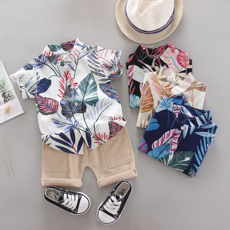 Conjunto de ropa de bebé de 2 uds., trajes infantiles para niños, ropa para niños, traje de moda para bebé, conjunto de ropa informal de verano, pantalones cortos superiores