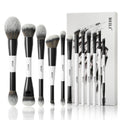 BEILI-Juego de brochas de maquillaje de doble punta, profesional, 12 Uds., contorno vegano, base en polvo, bronceador de cejas, Kit de cosméticos