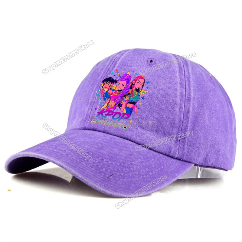 Gorras de Béisbol Retro Lavadas KPop Demon Hunters para Mujer y Niña, Gorras Snapback, Sombreros para el Sol, Gorra con Visera para Viajes al Aire Libre, Gorra Hip Hop Dad Hat