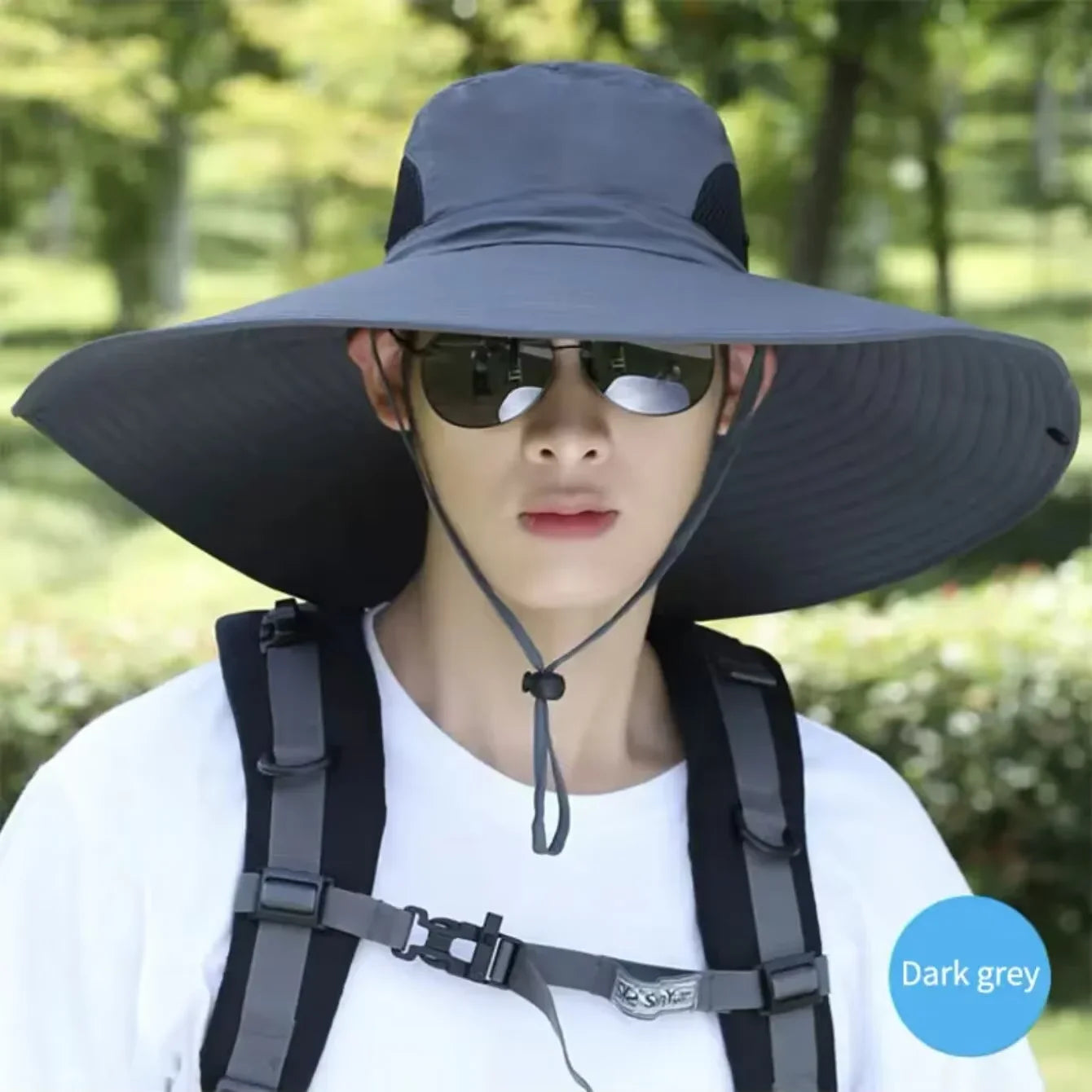Gorra grande de poliéster de 15cm para el sol, protección UV, gorra de malla transpirable, sombrero de pescador plegable, pesca al aire libre, senderismo, gorras de playa