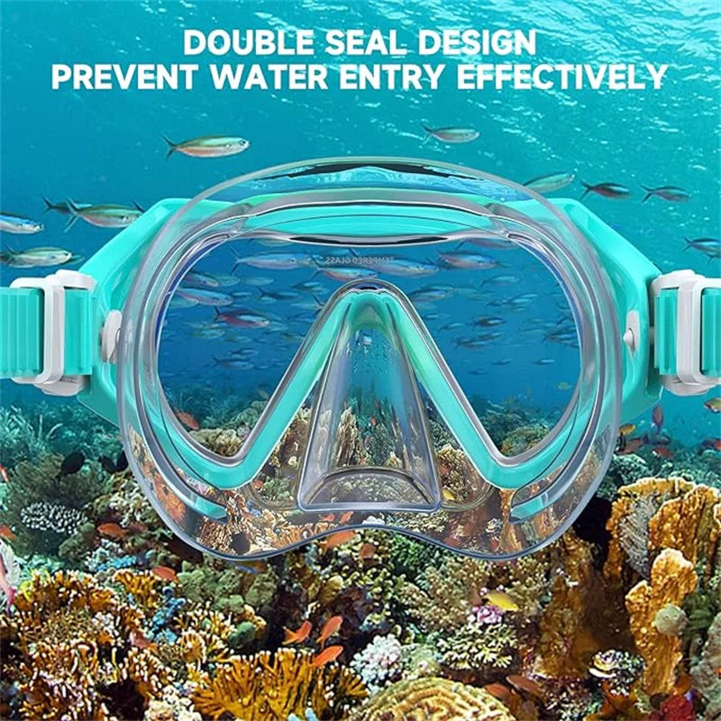 Set de Gafas de Snorkel para Niños con Cubierta Nasal, Máscara de Buceo Antivaho, Equipo de Natación, Vidrio Templado 180 °   Niños y niñas de 3 a 10 años