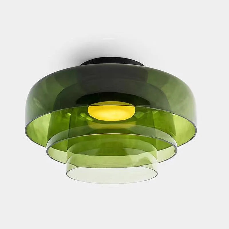 Lámpara de techo de cristal de niveles, lámpara de techo de cristal de lujo nórdica para restaurante, dormitorio, sala de estar, lámpara de techo led colorida